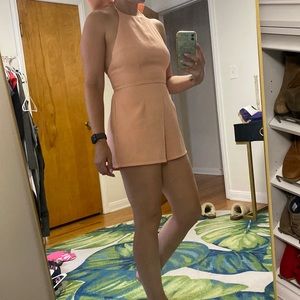 Peach romper with big bow halter neck tie